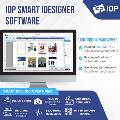 IDP SMART-31S ID Card Simplex Printer Kit with PC Only Software, 250 Print YMCKO Color Ribbon, and 100 PVC Plastic Cards - style: SMART-31S Simplex Printer Kit