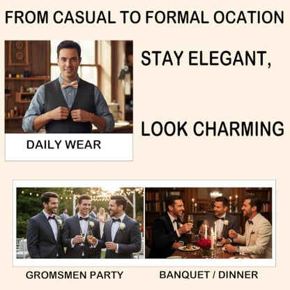 AUSKY 8 PACKS Elegant Adjustable Pre-tied Bow Ties for Men Boys (1&4&5&6&8 Pack for option) - color: D