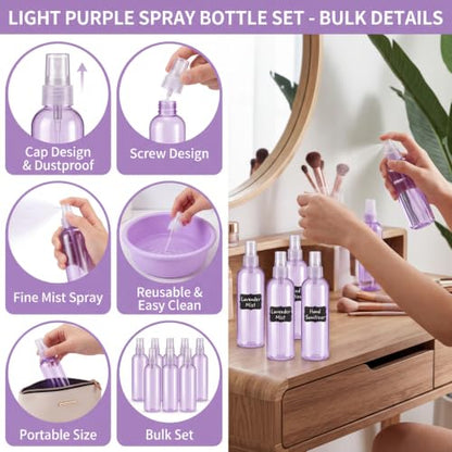Eccliy 32 Pcs 8 oz Spray Bottles Fine Mist, Purple, Clear - color: Purple, style: Clear