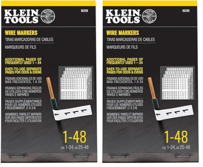 Klein Tools 56250 Wire Marker Book, 1-48, Black Print on White (Pack of 2) - size: 1 Count (Pack of 2), style: Standard