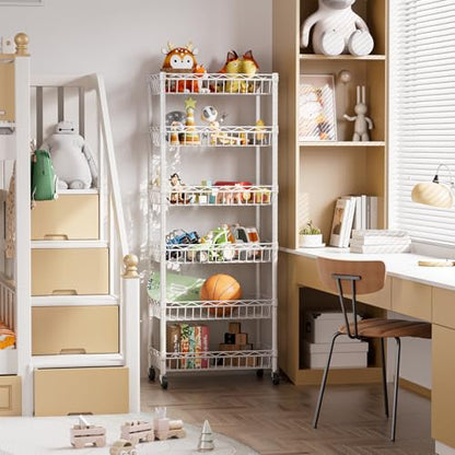 SINGAYE 6 Tier Shelf Wire Shelving Adjustable Storage Shelves Basket Rack - color: White, size: 6-Tier[17"Dx12"Wx63"H]