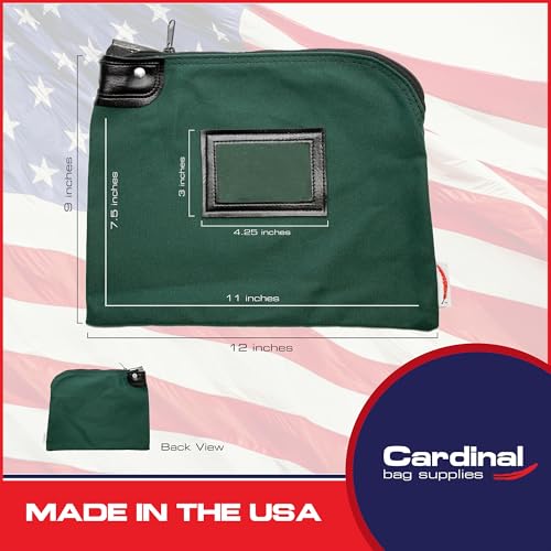Locking Canvas Cash Bag, Forest Green, 9 x 12 Inch - color: Forest Green