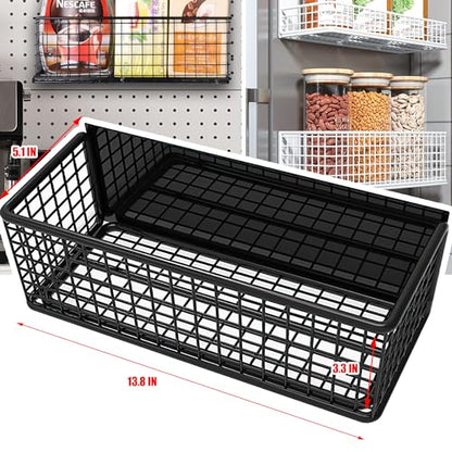 Magnetic Shelf Fridge Basket Bin for Washer Dryer Locker Whiteboard Cabinet - color: Large Black