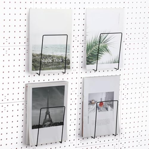 Blulu 4 Pcs Black Pegboard Magazines Holder Literature Display Mail File Holder Books Wall Organizer Pegboard Shelf Hooks Accessories for Display Exhibitions Trade Show Shelf Office Kitchens - color: Black