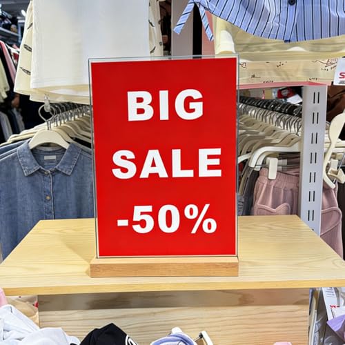 Acrylic Sign Holder with Wood Base 8.5x11 Inch Vertical and Slant Displays (2 Pack 8.5*11") - size: 2 Pack 8.5*11"