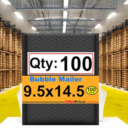 iMBAPrice 9.5x14.5 Inch Black Poly Bubble Mailers, 100-Pack - color: Black Poly Bubble, size: 9.5"x14.5" Poly (100 Envelopes) Value Pack