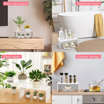 RattanView 2 Pcs 13 Inch Large Acrylic Risers Display Stands 5 mm Thick Acrylic Shelf Riser Showcase for Collectibles Jewelry Cupcakes Food Figures Perfume Cabinet (White) - color: White, size: 13 Inch, 5 mm