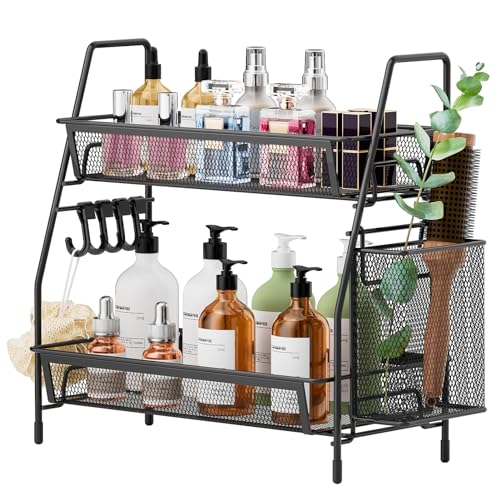 2 Tier Bathroom Countertop Organizer, Vanity Storage Shelf, Small, Black - color: 2 Tier Small Black