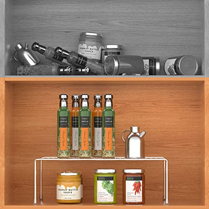 iPEGTOP Large (15.7 x 9.4 Inch) Kitchen Freezer Cabinet Organizer Shelf, Set of 4 Rustproof Metal Wire Shelves Spice Shelf Rack Cupboard Storage for Fridge Pantries Countertops Utensils, Chrome - color: Chrome