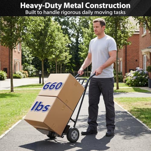 Goplus Hand Truck Dolly, Heavy Duty Metal Moving Dolly Cart - color: Black