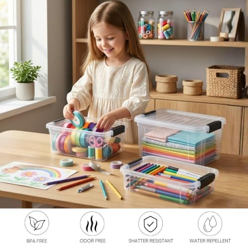 Superio 1.85 Quart Clear Plastic Storage Boxes with Lids, Stackable Organizer Containers, BPA-Free Storage Bins for Home, Office, School & Dorm, 2 Pack - size: 1.85 Quart