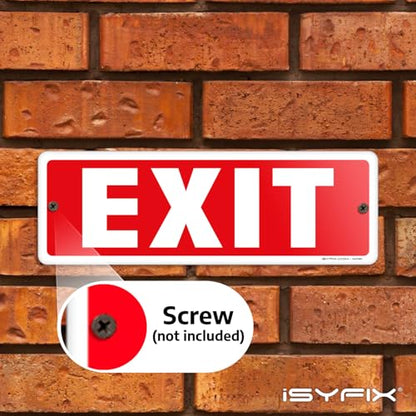 iSYFIX Exit Sign, 12x4 Inch, 6 Pack - color: Metal, size: 6 Pk 12x4