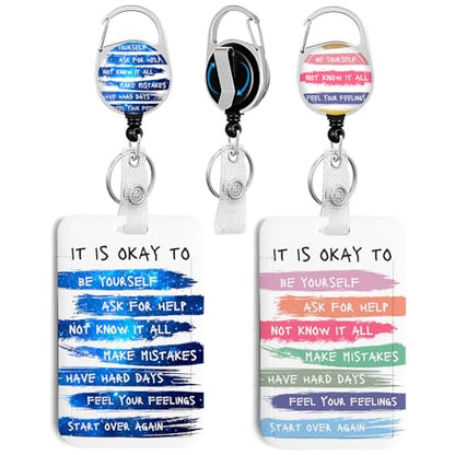 2 Pack Be Yourself ID Badge Holder with Clip Badge Reels - color: 2 Pack-be Yourself