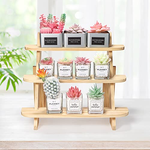 Wooden Display Stand, Tiered Cupcake Stand, 3 Tier Display Stand Riser - color: Natural-3Tier