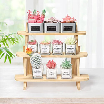 Wooden Display Stand, Tiered Cupcake Stand, 3 Tier Display Stand Riser - color: Natural-3Tier