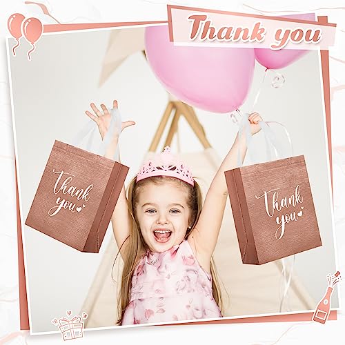 Sweetude 30 Thank You Non Woven Gift Bag, 10 x 8 x 4 Inch, Rose Gold - color: Rose Gold, size: 1 Count (Pack of 30)