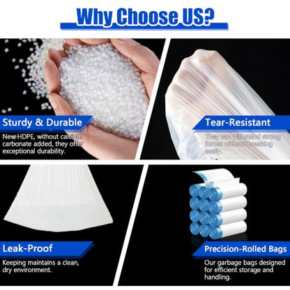 Small Trash Bags 2.6 Gallon, 360 Count -1.2 Mil Drawstring Mini Garbage Bags, Plastic White Trash Can Liners for Bathroom Accessories, 10 Liter, Bedroom, Dorm Room Essentials, Office - color: 2.6gal-360
