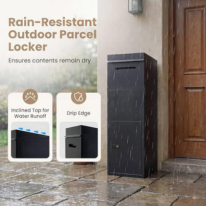 COSTWAY Outdoor Package Delivery Box, 44" Galvanized Steel Parcel Mailbox - size: 14" x 12" x 44"