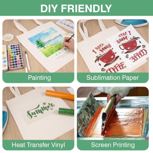 Lzerking 50 Pack Canvas Tote Bags for DIY Projects (13x15 Inches) - color: Natural