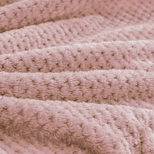 BEDELITE Travel Blanket with Bag, Jacquard Fleece Blanket 65"x40", Pink - color: Pink