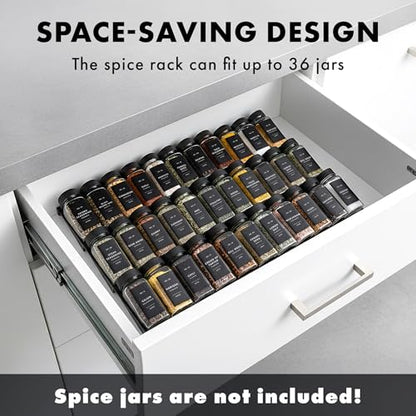 EDELHAUS Spice Drawer Organizer, Expandable Spice Rack for Drawer Black - color: Plastic Black