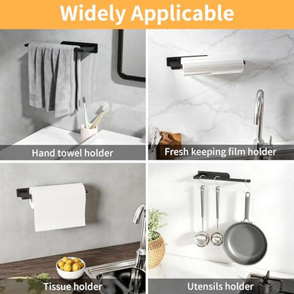 Jesginboo Under Cabinet Paper Towel Holder, Adhesive, Matte Black - color: Black