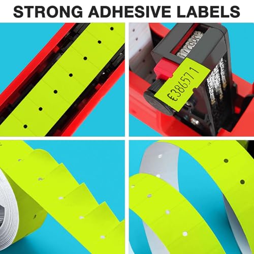 30 Rolls 15000pcs White Price Gun Labels for Mx-5500 Labeller White Pricemarker Stickers Plus 3 Piece Refill Ink Rolls (Yellow) - color: Yellow