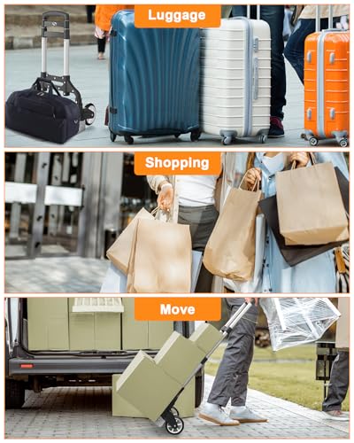 Folding Hand Truck, Dolly Cart with Wheels Foldable, Luggage Cart - color: Sliver