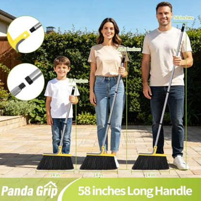 58" Heavy-Duty Commercial Broom, Outdoor Floor Cleaning Broom - size: 1 Pack