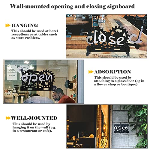 Open Closed Business Sign, Suction Cup Ultra Manual Mechanical Gear Conversion, Double Sided, for Restaurant, Bar, Hotels, Cafes (Placement) - color: Placement