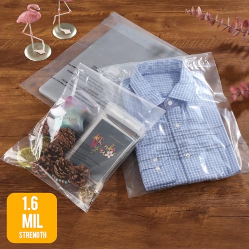 iMailer - 200 Count - 14" x 20" Clear Plastic Poly Bags with Suffocation Warning Self Seal 1.6 Mil for Clothing, T-Shirts, Pants-Resealable Adhesive,Not Strong - size: 14" x 20", style: Resealable Glue