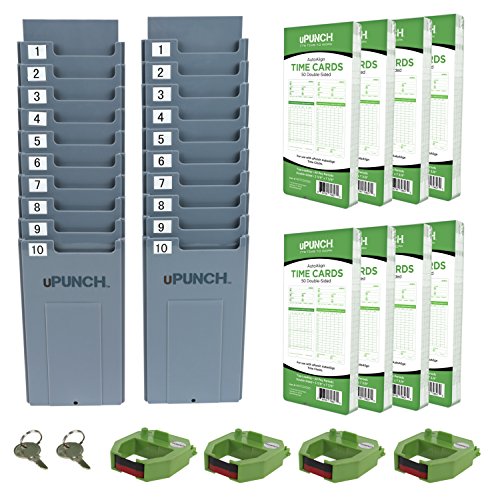uPunch HN3540 Complete Small Business Start-Up Kit: AutoAlign Time Clock System with 400 Time Cards, 4 Ribbons, and 2 Racks - style: HN3540 Bundle