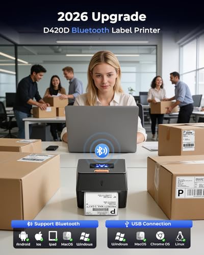 Phomemo Shipping Label Printer with Touchable Screen & Built-in Label Bin - color: Grey