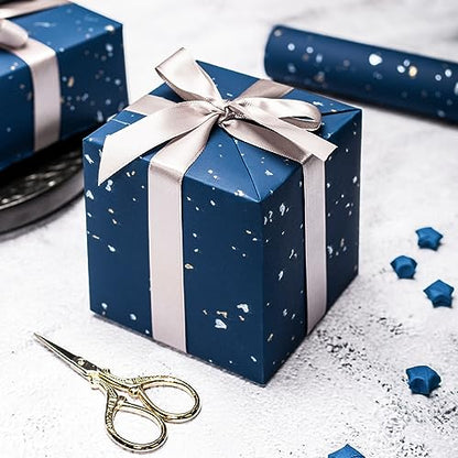 MAYPLUSS Navy Blue Wrapping Paper Roll, 17N x 16.5FT Shiny Flakes Gift Wrap - color: Flake Navy Blue