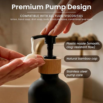 Maisonovo Dish Soap Dispenser - Black Soap Dispenser Black Bamboo Pumps - color: Black Black