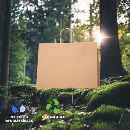 METRONIC Paper Gift Bags 16x6x12 inch 200Pcs Brown Paper Bag with Handles - color: Brown 16x6x12, size: 1 Count (Pack of 200)