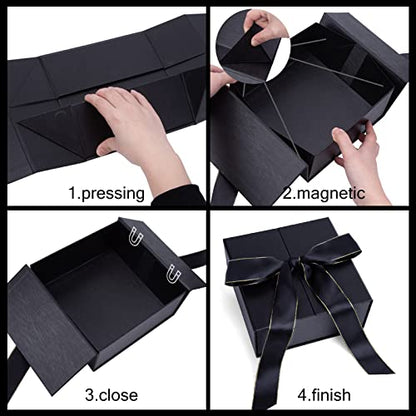 JOHOUSE Black Gift Box with Magnetic Lid, 8 X 8 X 3.5 inch