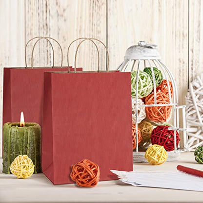 BagDream Medium Gift Bags with Handles 8x4.25x10.5 Inch Red 100 Pack Bulk - color: Red