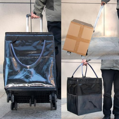Reusable Grocery Bags on Wheels, Rolling Tote Bag, Black - color: Black