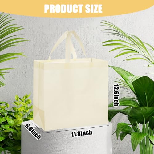 50pcs Reusable Grocery Bags with Handles Non Woven Shopping Tote Bags Bulk - color: Beige