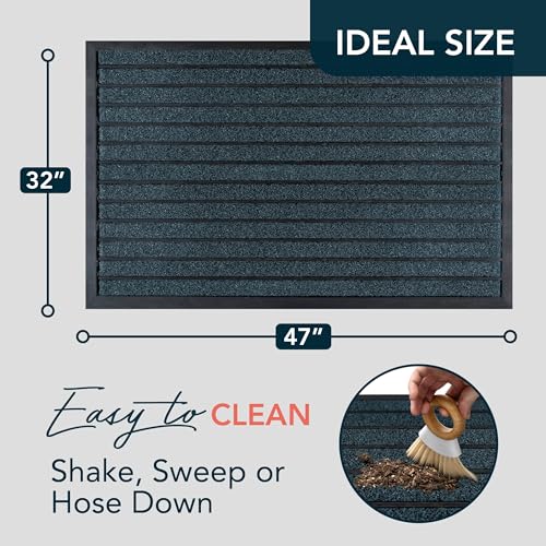 ubdyo Extra Durable Door Mat Outside Entrance (47" x 32", Bright Blue) - color: Bright Blue, size: 47" x 32" (Rectangular)