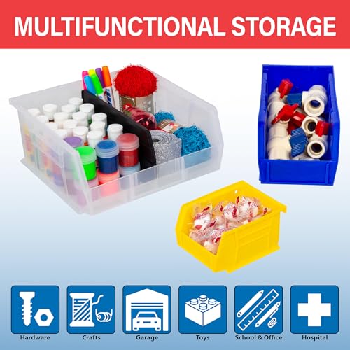 Akro-Mils AkroBins Stackable Plastic Storage Organizer Bins, Black, 3-Pack - color: Black