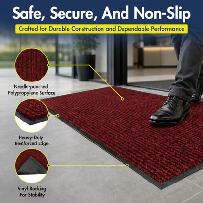 Notrax 109 Industrial Door Mat, 3' x 4' Red, Made in the USA - color: Red / Black, size: 3' x 4' (Rectangular)
