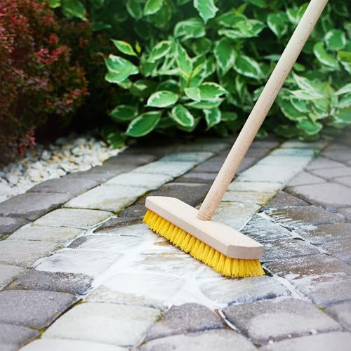 Deck Scrub Brush Head 11.81" - Deck Brush for Scrubbing Heavy Duty, Scrub Broom Head with Hard Nylon Bristles, Concrete Brush, Outdoor Stiff Bristle Brush for Cleaning Wooden Deck, Floor, Garage - size: 11.81"