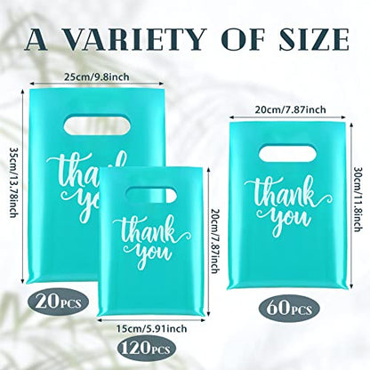 Eersida 200 Pcs Thank You Bags for Small Business, Turquoise - color: Turquoise