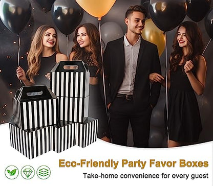 Happyhiram 40 Pack Black Striped Large Gable Boxes, 9x6x6 Inch - color: Black Stripes, size: 1 Count (Pack of 40)