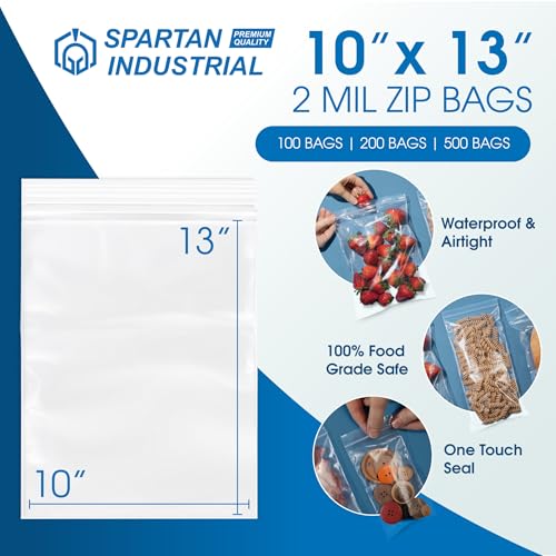 10" X 13" (100 Count) Quart Clear Reclosable Zip Plastic Poly Bags - size: 10” X 13”