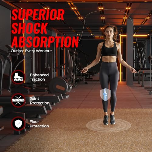 SUPERJARE 0.79'' Extra-Thick 6 Pcs 24 Sq Ft Exercise Equipment Mats - color: Wood, size: 6 Tiles (24 Sq Ft)