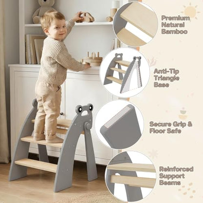 Step Stool for Toddlers & Kids, Bathroom Sink, 3 Step Foldable, Gray - color: 3 Step Grey1