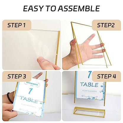 6x4 Acrylic Gold Picture Frames 8 Pack, Table Number Holders
